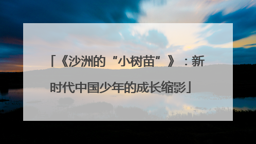 《沙洲的“小树苗”》：新时代中国少年的成长缩影