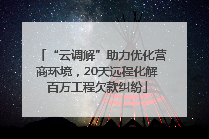 “云调解”助力优化营商环境，20天远程化解百万工程欠款纠纷