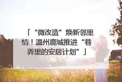 “微改造”焕新邻里情！温州鹿城推进“巷弄里的安居计划”