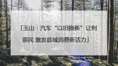 玉山：汽车“以旧换新”让利惠民 激发县域消费新活力