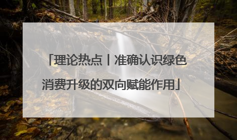理论热点丨准确认识绿色消费升级的双向赋能作用