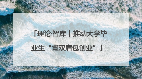 理论·智库丨推动大学毕业生“背双肩包创业”