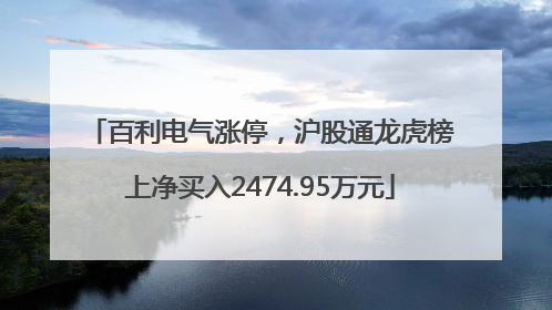 百利电气涨停，沪股通龙虎榜上净买入2474.95万元