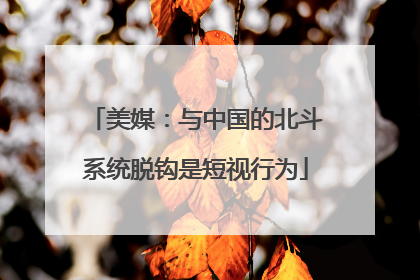 美媒：与中国的北斗系统脱钩是短视行为