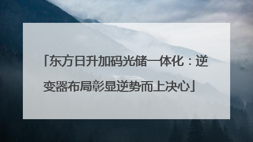 东方日升加码光储一体化：逆变器布局彰显逆势而上决心