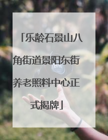 乐龄石景山八角街道景阳东街养老照料中心正式揭牌