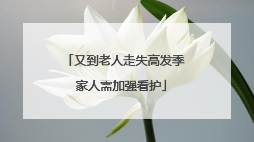 又到老人走失高发季 家人需加强看护