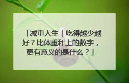 减重人生｜吃得越少越好？比体重秤上的数字，更有意义的是什么？
