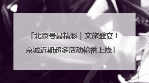 北京号最精彩｜文旅盛宴！京城近期超多活动轮番上线