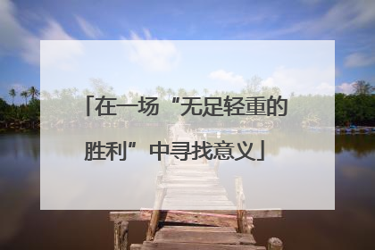 在一场“无足轻重的胜利”中寻找意义