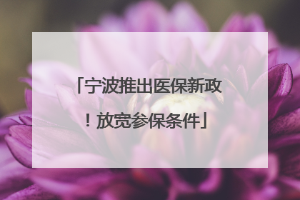 宁波推出医保新政！放宽参保条件