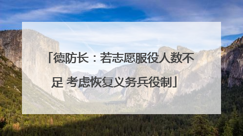 德防长：若志愿服役人数不足 考虑恢复义务兵役制