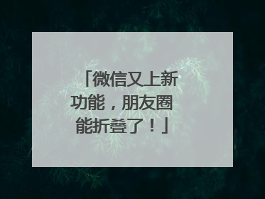 微信又上新功能，朋友圈能折叠了！