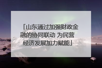 山东通过加强财政金融的协同联动 为民营经济发展加力赋能