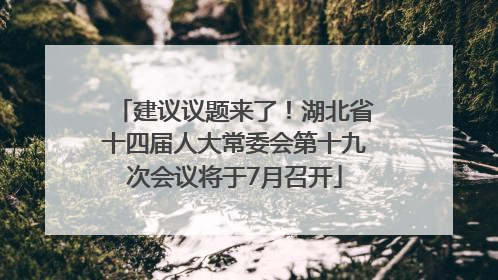 建议议题来了！湖北省十四届人大常委会第十九次会议将于7月召开