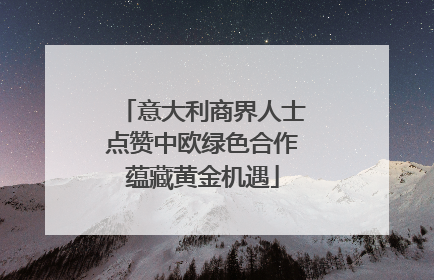 意大利商界人士点赞中欧绿色合作蕴藏黄金机遇