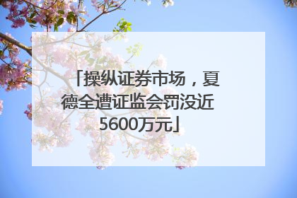 操纵证券市场，夏德全遭证监会罚没近5600万元