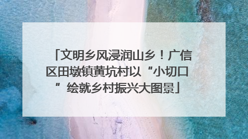 文明乡风浸润山乡！广信区田墩镇黄坑村以“小切口”绘就乡村振兴大图景