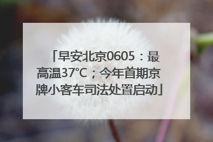 早安北京0605：最高温37℃；今年首期京牌小客车司法处置启动
