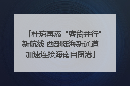 桂琼再添“客货并行”新航线 西部陆海新通道加速连接海南自贸港