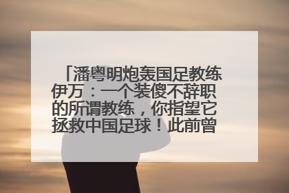 潘粤明炮轰国足教练伊万：一个装傻不辞职的所谓教练，你指望它拯救中国足球！此前曾多次发文评价国足