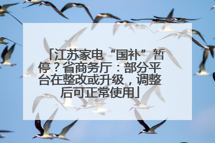 江苏家电“国补”暂停？省商务厅：部分平台在整改或升级，调整后可正常使用