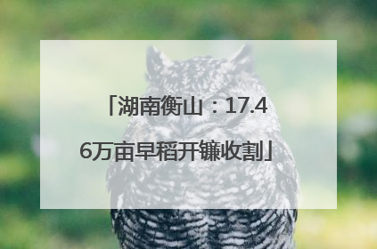 湖南衡山：17.46万亩早稻开镰收割