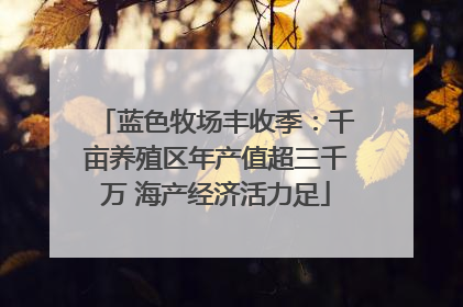 蓝色牧场丰收季：千亩养殖区年产值超三千万 海产经济活力足