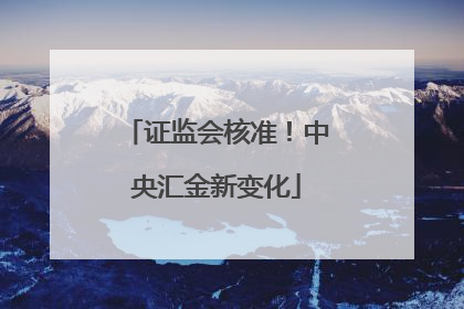 证监会核准！中央汇金新变化