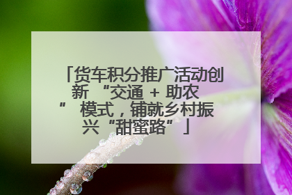 货车积分推广活动创新 “交通 + 助农” 模式，铺就乡村振兴“甜蜜路”