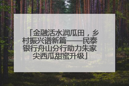 金融活水润瓜田，乡村振兴谱新篇——民泰银行舟山分行助力朱家尖西瓜甜蜜升级