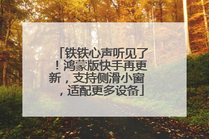铁铁心声听见了！鸿蒙版快手再更新，支持侧滑小窗，适配更多设备