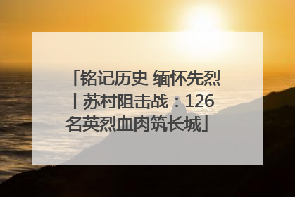 铭记历史 缅怀先烈丨苏村阻击战：126名英烈血肉筑长城