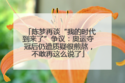 陈梦再谈“我的时代到来了”争议：奥运夺冠后仍遭质疑很煎熬，不敢再这么说了