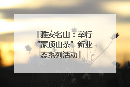 雅安名山：举行“蒙顶山茶”新业态系列活动