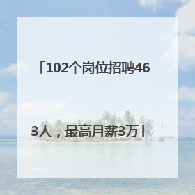102个岗位招聘463人，最高月薪3万