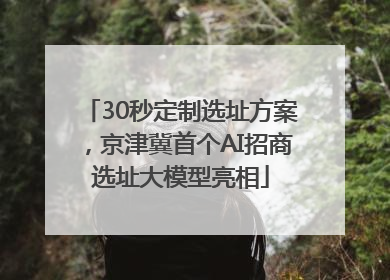 30秒定制选址方案，京津冀首个AI招商选址大模型亮相